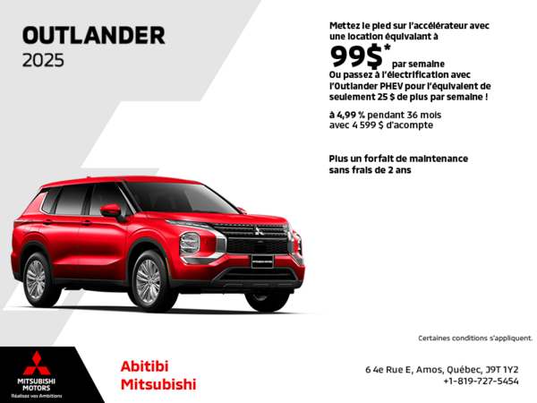 Procurez-vous le Mitsubishi Outlander 2025