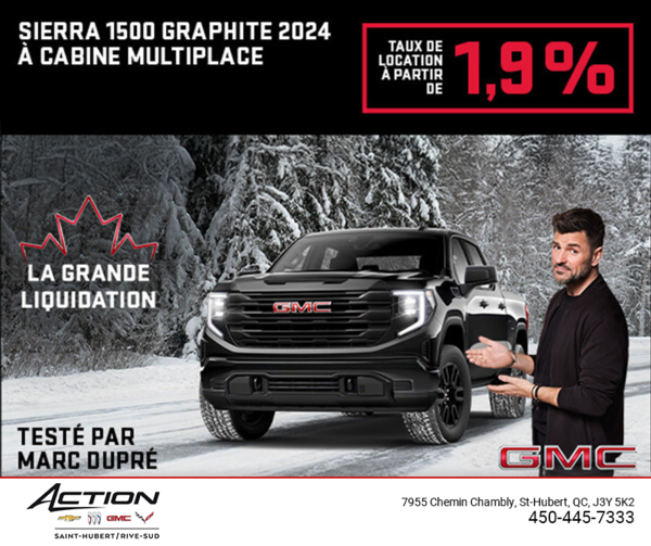 Le GMC Sierra 1500 Graphite à cabine multiplace 2024