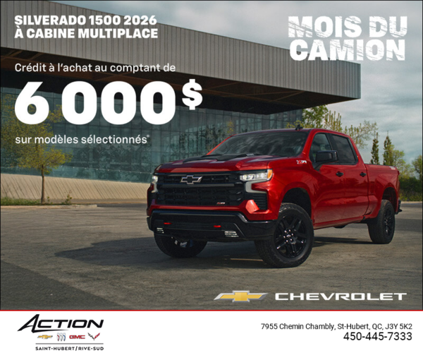 Procurez-vous le Chevrolet Silverado 1500 2026 à cabine multiplace