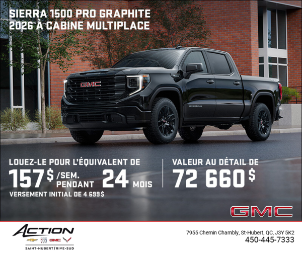 Le GMC Sierra 1500 Pro Graphite 2026 à cabine multiplace