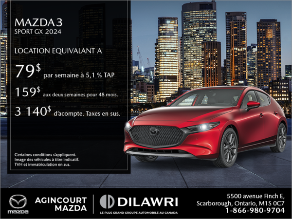 Procurez-vous la Mazda3 Sport 2024 dès aujourd'hui!