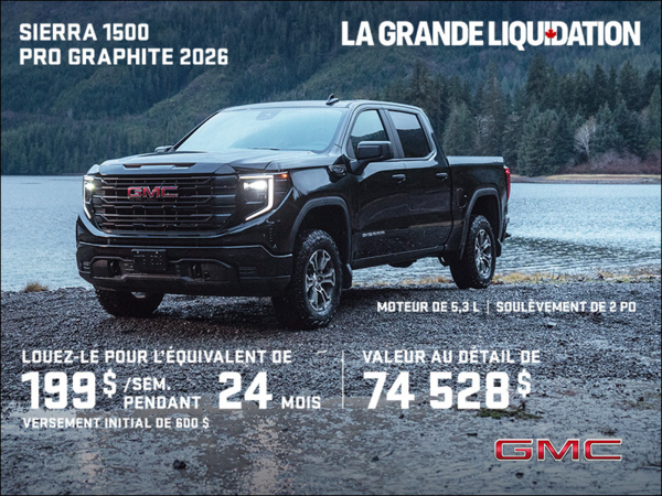 Le GMC Sierra 1500 Pro Graphite 2026 à cabine multiplace