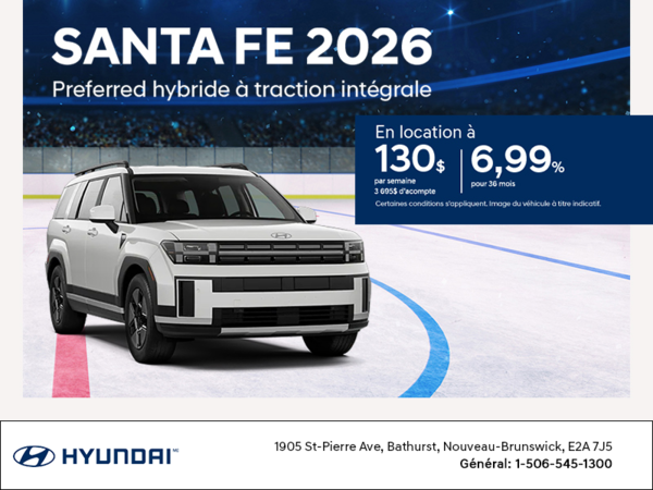 Procurez-vous le Hyundai Santa Fe Hybrid 2026