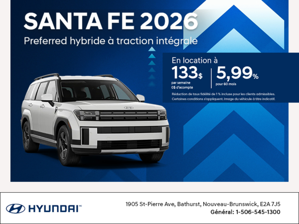 Procurez-vous le Hyundai Santa Fe Hybrid 2026