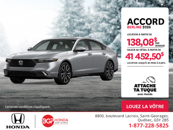 Obtenez la Honda Accord 2026 !