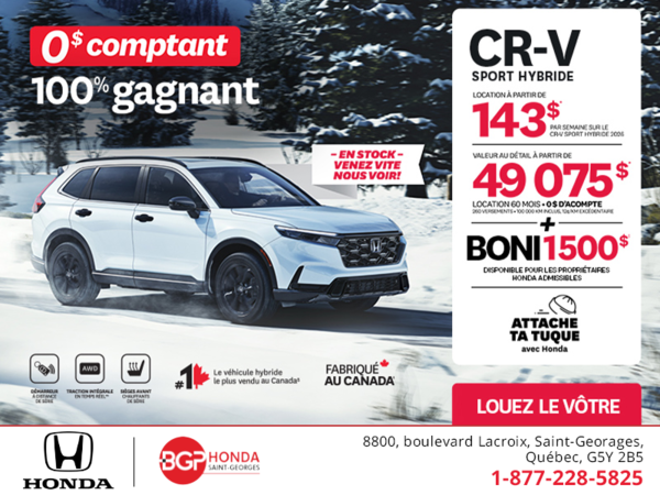 Obtenez le Honda CR-V Hybride 2026!
