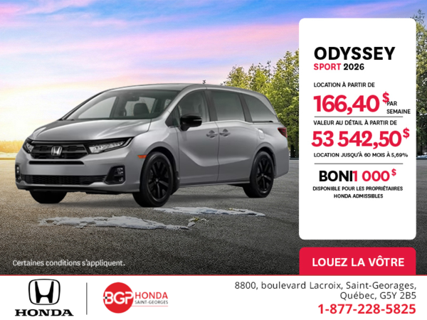 Obtenez le Honda Odyssey 2026 !