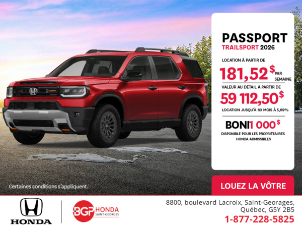Obtenez le Honda Passport 2026 !