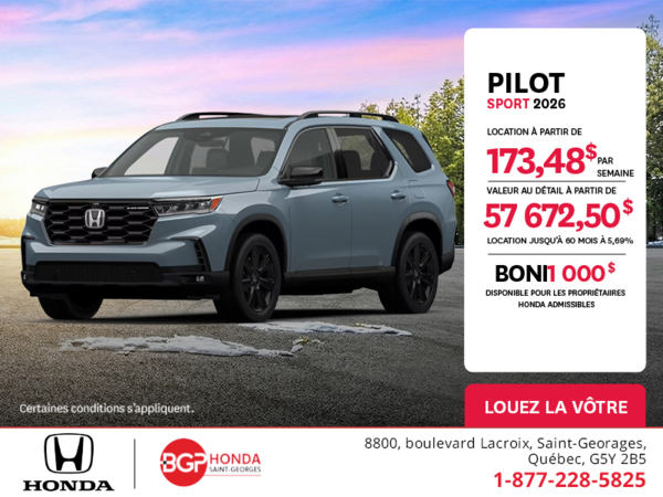Obtenez le Honda Pilot 2026 !