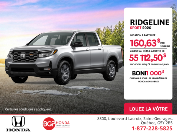 Obtenez le Honda Ridgeline 2026 !