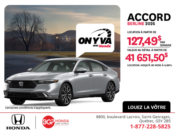 Obtenez la Honda Accord 2026 !