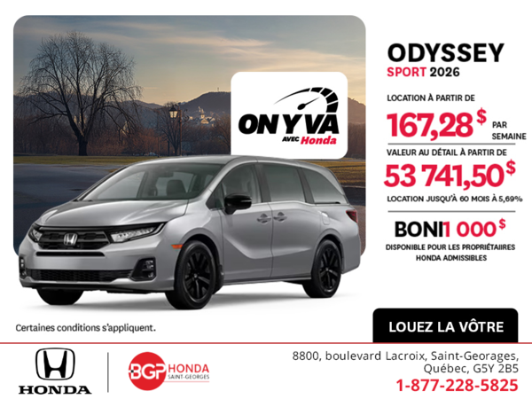 Obtenez la Honda Odyssey 2026 !