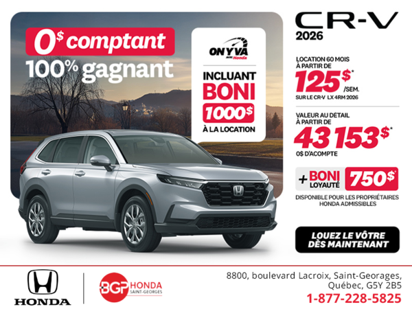 Obtenez le Honda CR-V 2026!