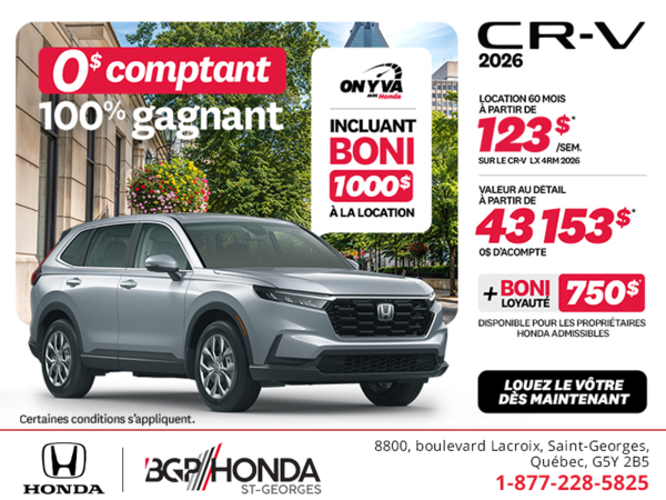 Obtenez le Honda CR-V 2026!