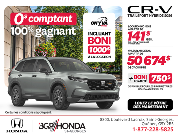 Obtenez le Honda CR-V Hybride 2026!