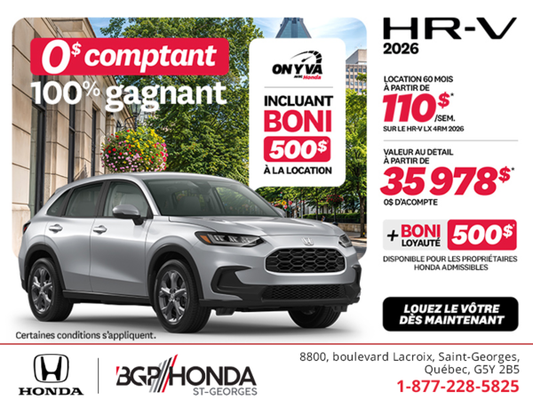 Obtenez le Honda HR-V 2026!