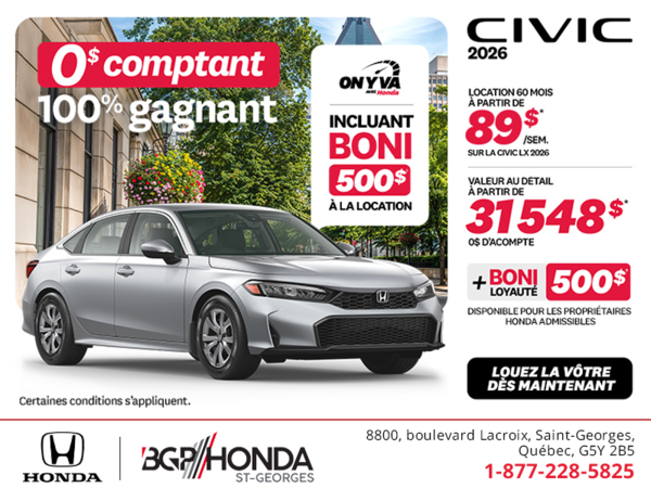 Obtenez la Honda Civic 2026 !