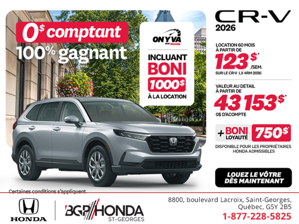 Obtenez la Honda CR-V 2026!