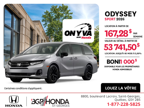 Obtenez la Honda Odyssey 2026 !