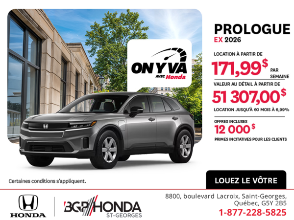 Obtenez la Honda Prologue 2026 !