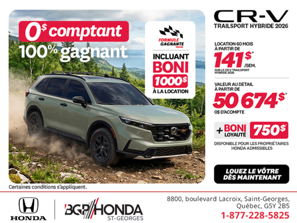 Obtenez la Honda CR-V Hybride 2026!