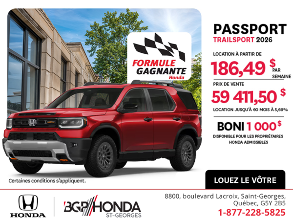 Obtenez la Honda Passport 2026 !