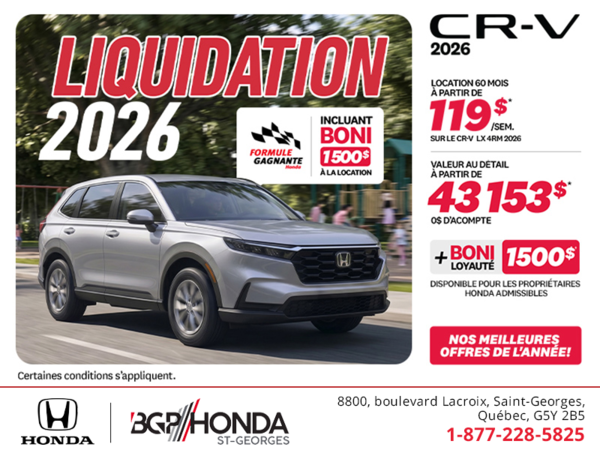 Obtenez la Honda CR-V 2026!