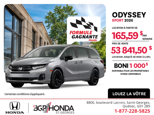Obtenez la Honda Odyssey 2026 !
