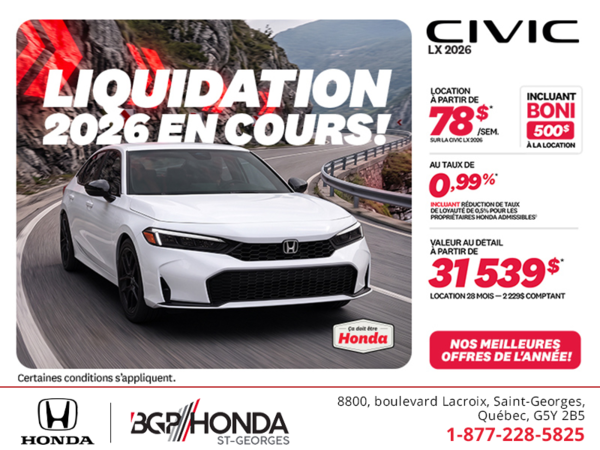 Obtenez la Honda Civic 2026 !