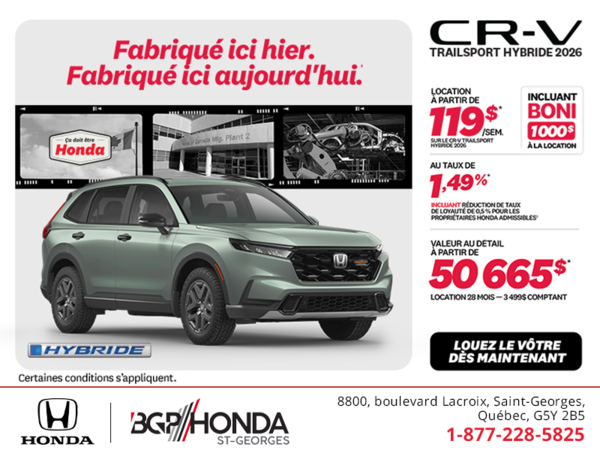 Obtenez la Honda CR-V Hybride 2026!
