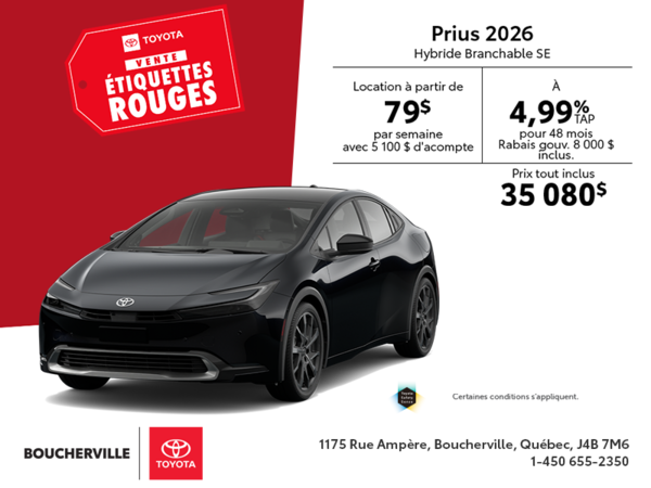 Toyota Prius Hybride Branchable SE 2026