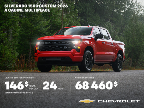 Procurez-vous le Chevrolet Silverado 1500 2026 à cabine multiplace