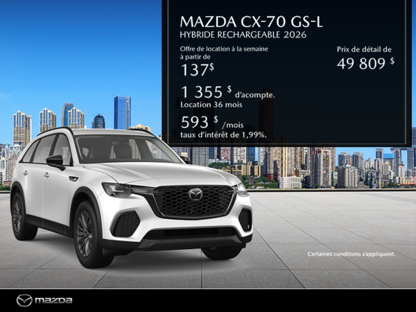 Procurez vous le Mazda CX-70 Hybride Rechargeable 2026