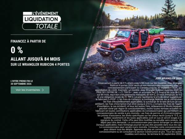 Conduisez un Jeep Wrangler 2026!