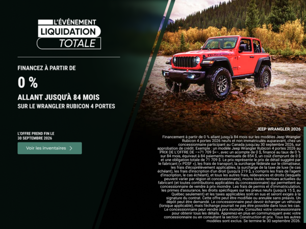 Conduisez un Jeep Wrangler 2026!