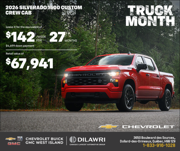 Get the 2026 Chevrolet Silverado 1500 Custom Crew Cab