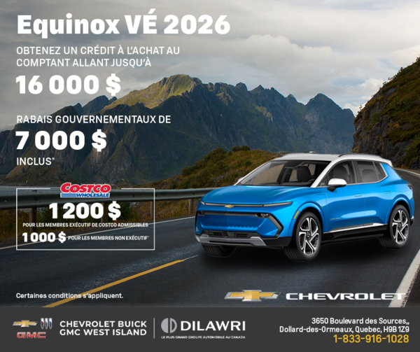 Procurez-vous le Chevrolet Equinox VÉ 2026