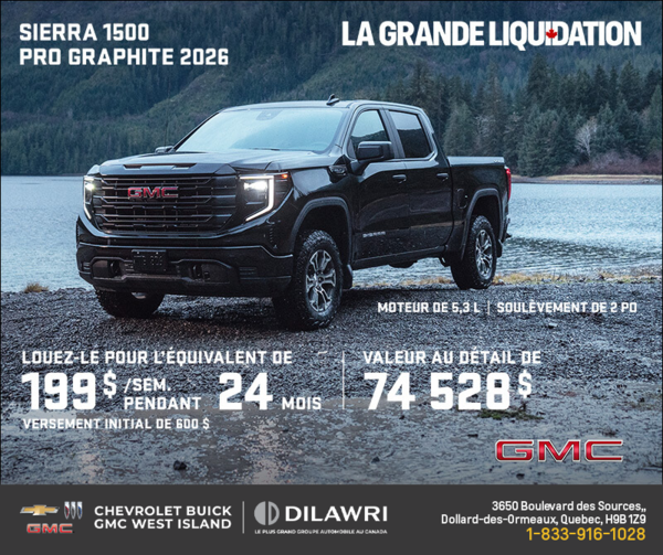 Le GMC Sierra 1500 Pro Graphite 2026 à cabine multiplace
