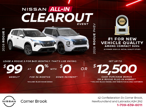 Lease the 2026 Nissan Rogue S and Phev Today!