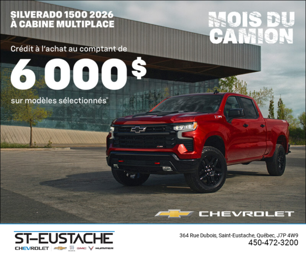 Procurez-vous le Chevrolet Silverado 1500 2026 à cabine multiplace