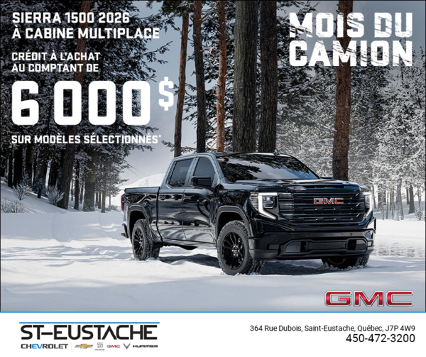 Le GMC Sierra 1500 2026 à Cabine Multiplace