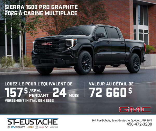 Le GMC Sierra 1500 Pro Graphite 2026 à cabine multiplace