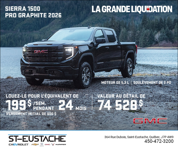 Le GMC Sierra 1500 Pro Graphite 2026 à cabine multiplace