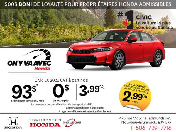 Obtenez la Honda Civic 2026!