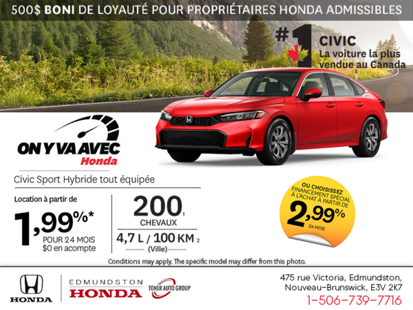Obtenez la Honda Civic Sport Hybride 2026!