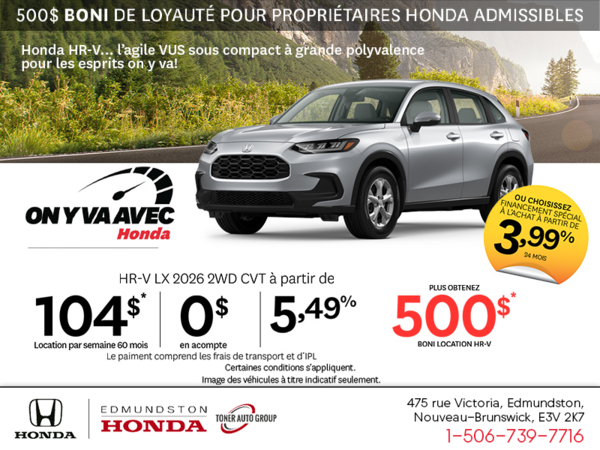 Obtenez la Honda HR-V 2026 !