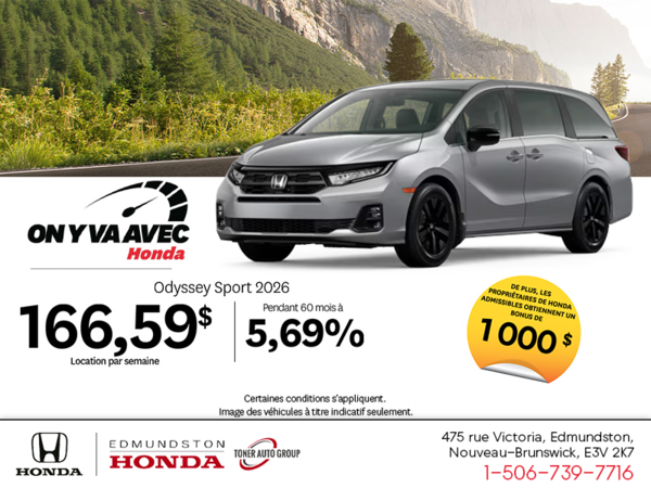Obtenez la Honda Odyssey 2026 !