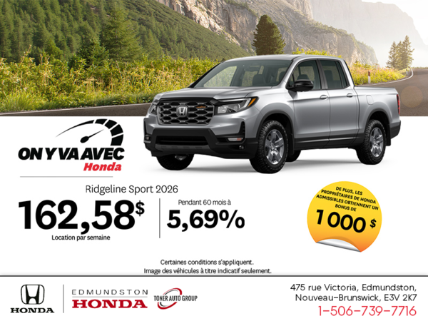 Obtenez la Honda Ridgeline 2026 !
