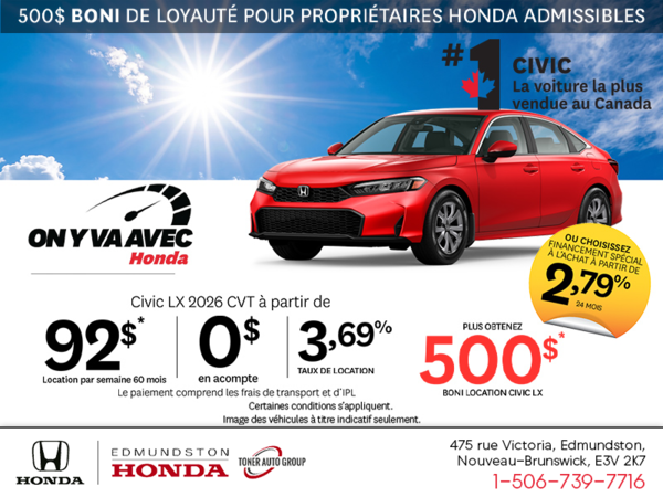 Obtenez la Honda Civic 2026!