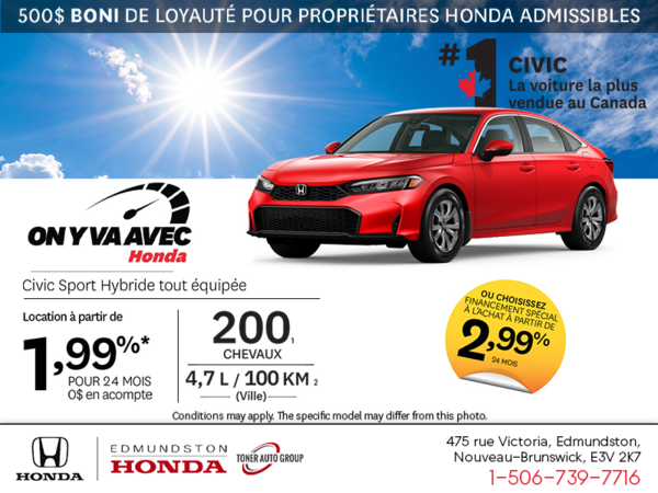 Obtenez la Honda Civic Sport Hybride 2026!
